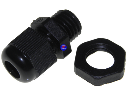 Waterproof Cable Gland PG7 Black Nylon for 3mm to 6.5mm Wire Cable Cord or Lead