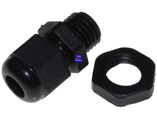 Waterproof Cable Gland PG7 Black Nylon for 3mm to 6.5mm Wire Cable Cord or Lead