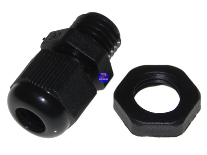 Waterproof Cable Gland PG7 Black Nylon for 3mm to 6.5mm Wire Cable Cord or Lead