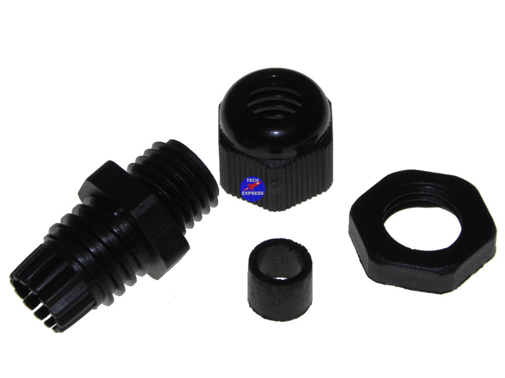 Waterproof Cable Gland PG7 Black Nylon for 3mm to 6.5mm Wire Cable Cord or Lead