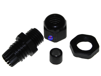 Waterproof Cable Gland PG7 Black Nylon for 3mm to 6.5mm Wire Cable Cord or Lead