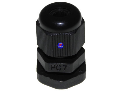 Waterproof Cable Gland PG7 Black Nylon for 3mm to 6.5mm Wire Cable Cord or Lead