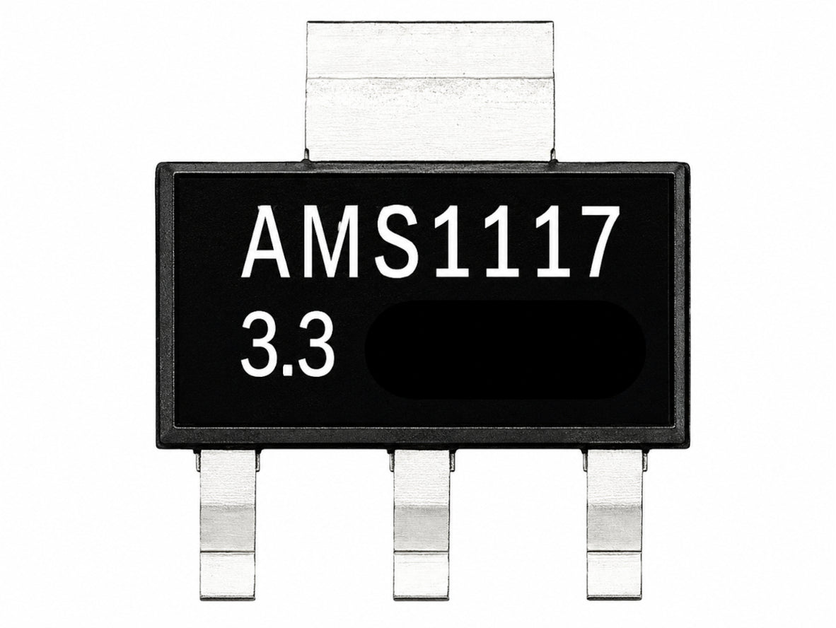 AMS1117-3.3V voltage regulator SOT-223 surface-mount package top view showing component markings