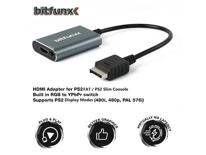 Bitfunx PS2 to HDMI Converter for PlayStation 2 – RGB / YPbPr Switch