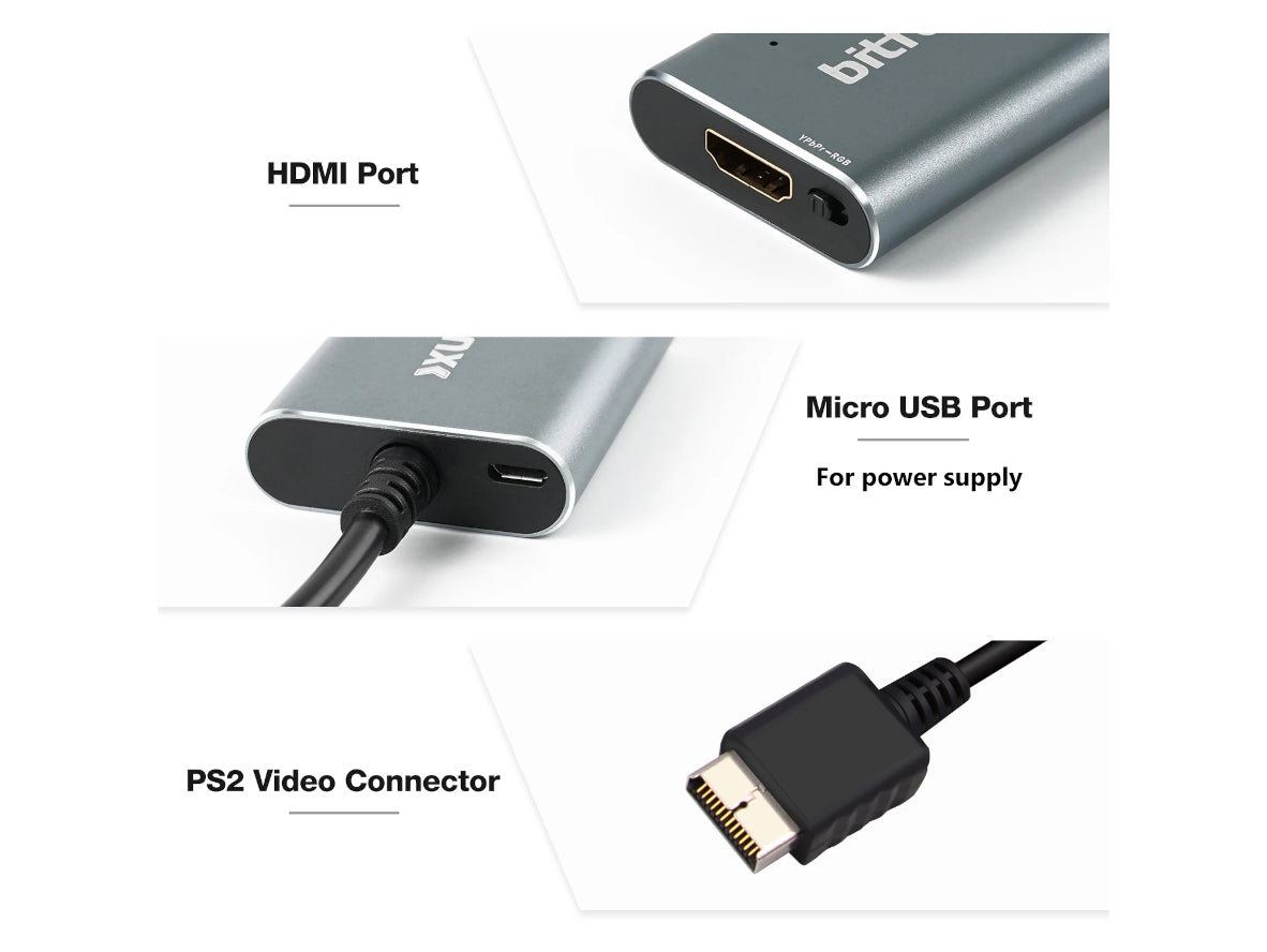 Bitfunx PS2 to HDMI Converter for PlayStation 2 – RGB / YPbPr Switch