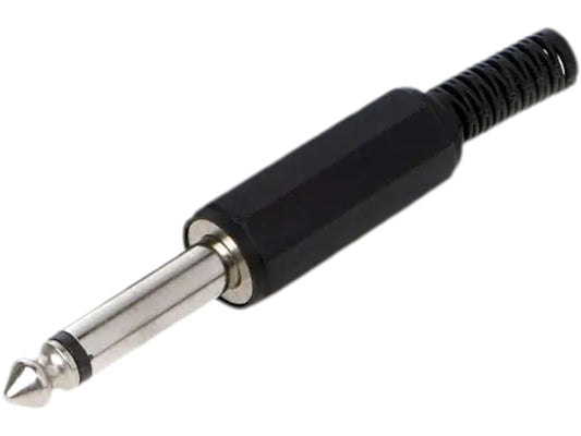 Black 1/4" (6.35mm) Male TS Mono Audio Solder Line Plug Connector