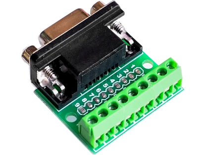 9-Pin Male DB9 (DE-9) RS232 Serial Connector to Screw Terminal Adapter