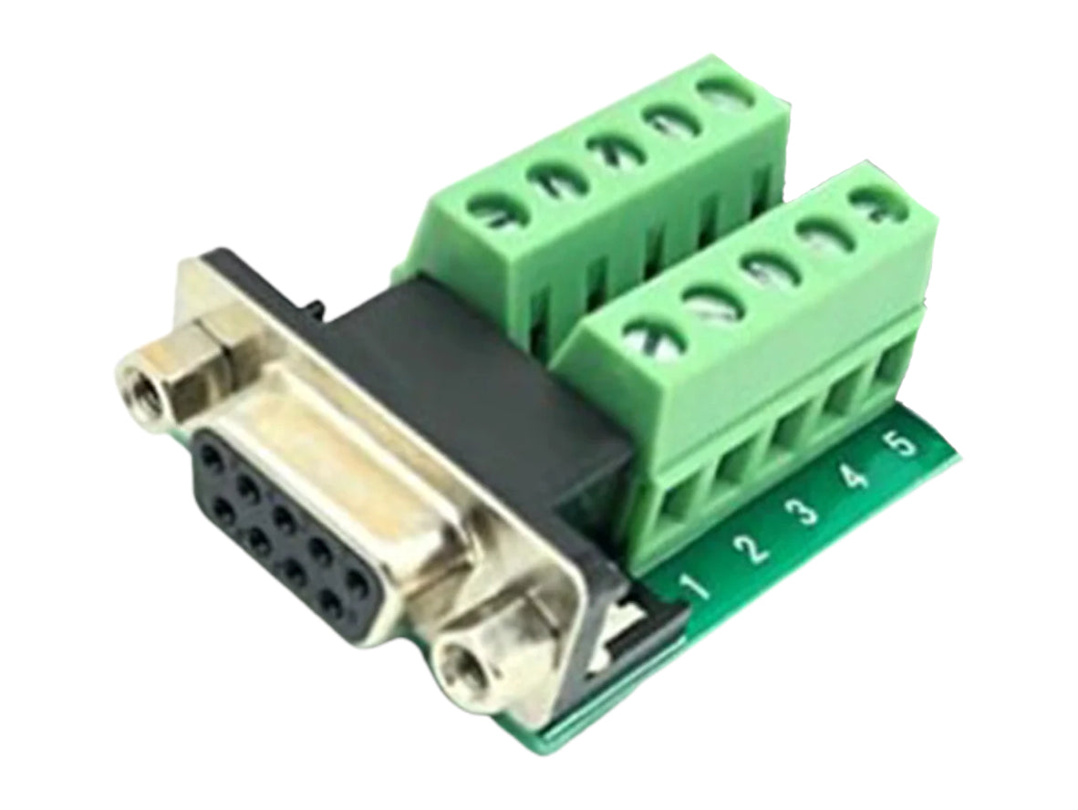 DB9 RS232 Female to Screw Terminal Adapter with Hood – 9-Pin DE-9 Serial Breakout Connector