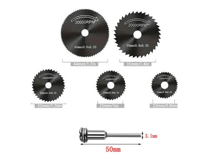6-Piece HSS Mini Circular Saw Blade Set for Dremel-Compatible Rotary Tools