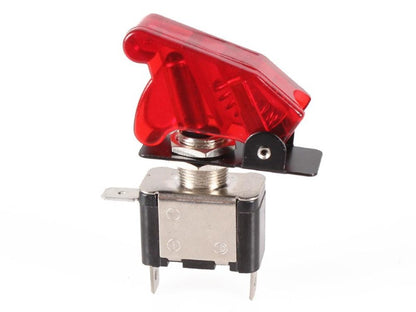 12V 20A Red LED Toggle Switch with Missile Cover - Automotive SPST On/Off