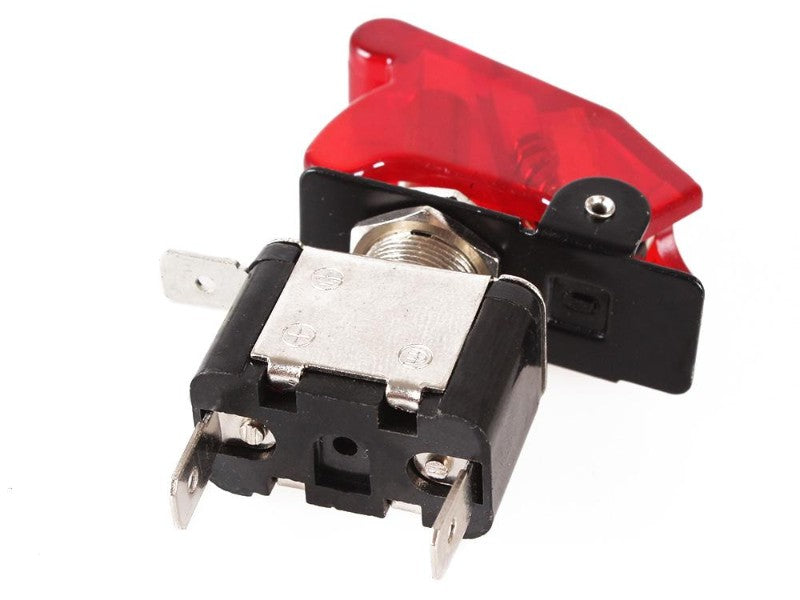 12V 20A Red LED Toggle Switch with Missile Cover - Automotive SPST On/Off