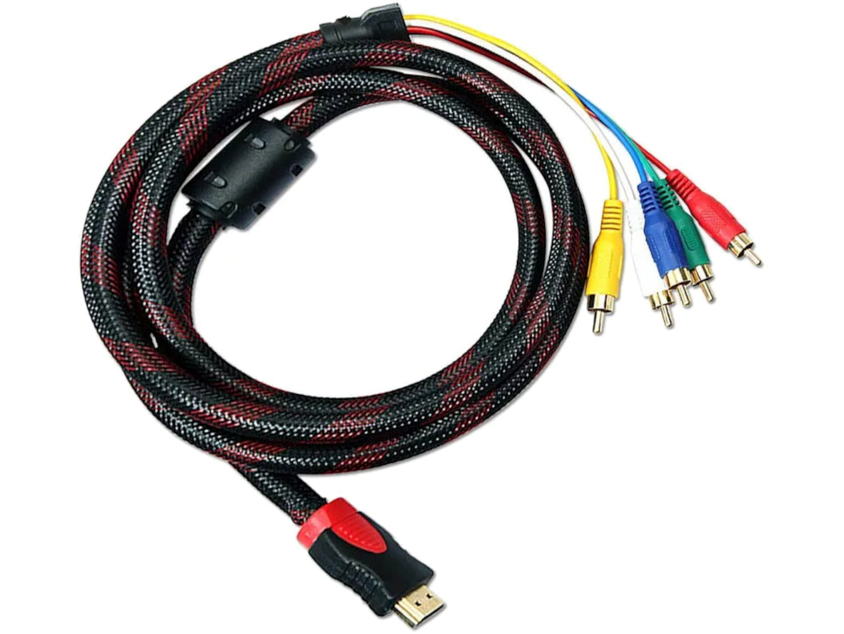 1.5m Male HDMI to 5 RCA RGB Component Video with Stereo Audio AV Adapter Cable