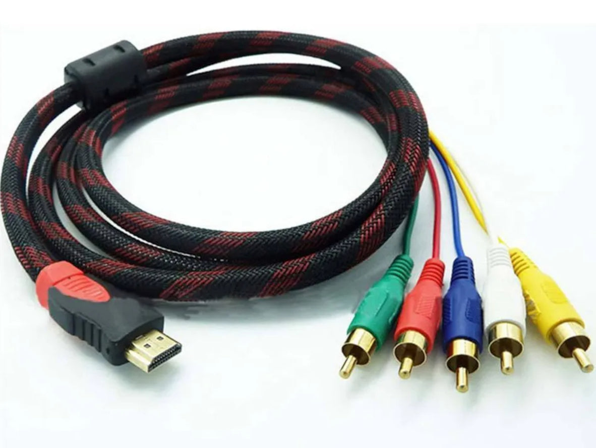 1.5m Male HDMI to 5 RCA RGB Component Video with Stereo Audio AV Adapter Cable