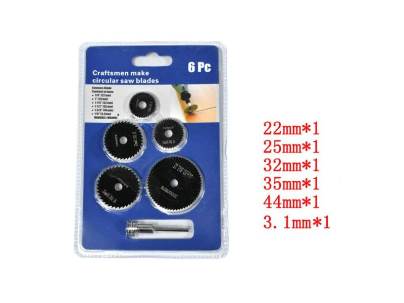 6-Piece HSS Mini Circular Saw Blade Set for Dremel-Compatible Rotary Tools