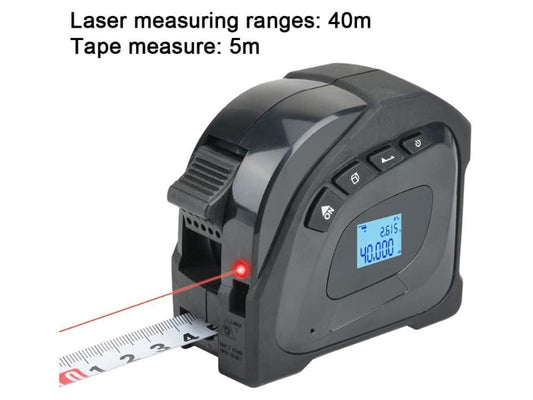 2-in-1 Laser Tape Measure 40M Laser 5M Tape USB Rechargeable