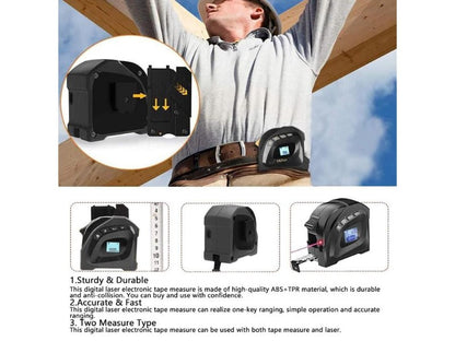2-in-1 Laser Tape Measure 40M Laser 5M Tape USB Rechargeable