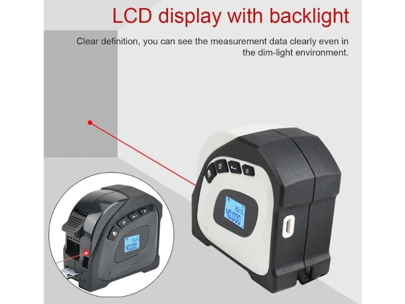 2-in-1 Laser Tape Measure 40M Laser 5M Tape USB Rechargeable