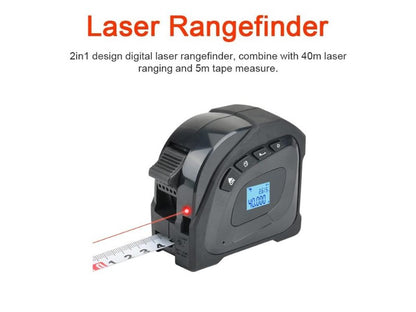 2-in-1 Laser Tape Measure 40M Laser 5M Tape USB Rechargeable