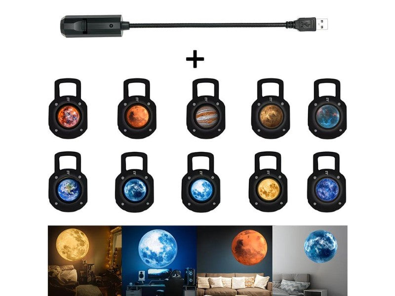 USB Galaxy Projector Light with 10 Film Disc Flexible Night Lamp