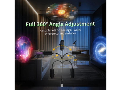 USB Galaxy Projector Light with 10 Film Disc Flexible Night Lamp