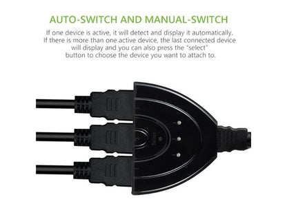 HDMI Splitter, 3 Ports HDMI Switcher Adapter