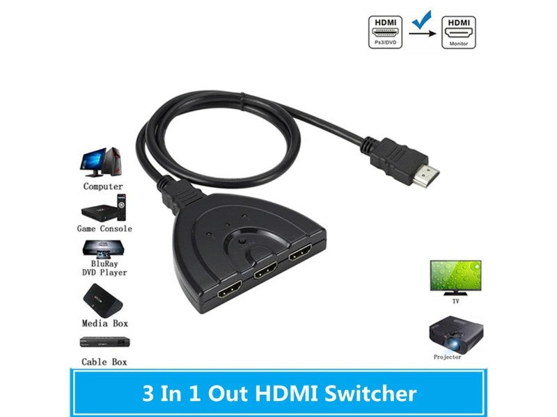 HDMI Splitter, 3 Ports HDMI Switcher Adapter