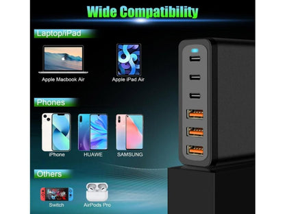 200W 6-Port GaN USB C Charging Station for Desktop
