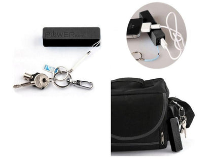 Power Bank 2600mAh Portable Phone Charger Black USB External Battery Pack – Compact Travel Powerbank for Smartphones