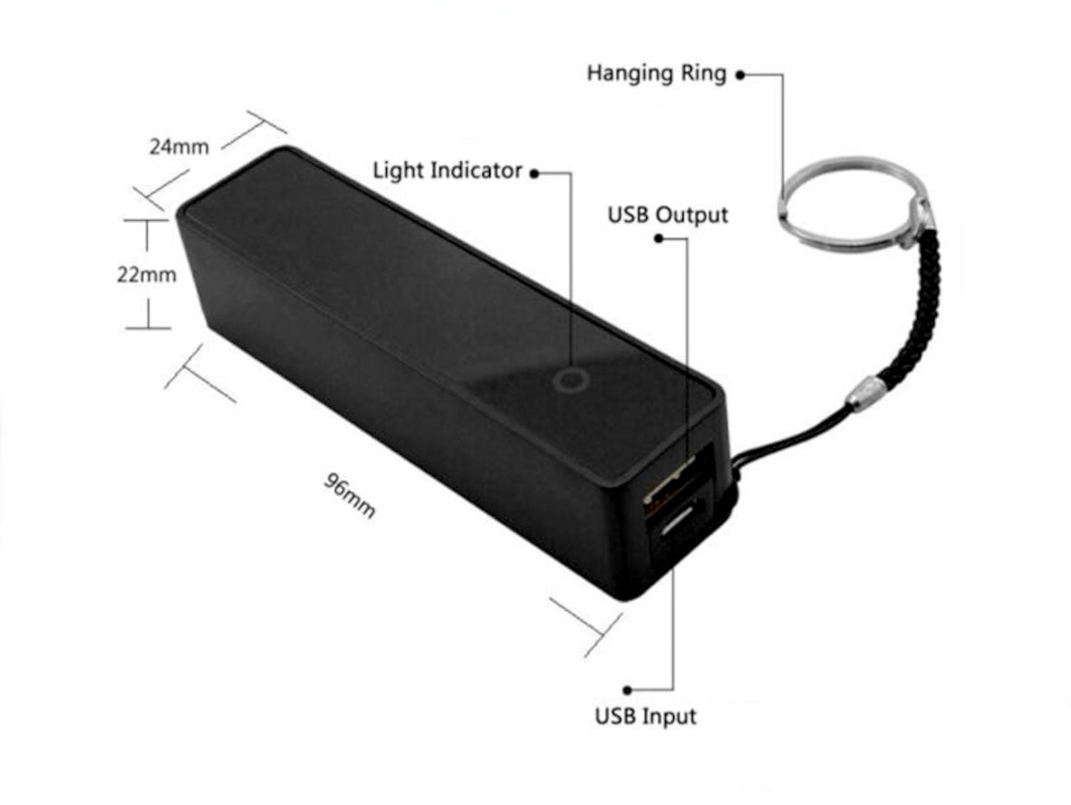 Power Bank 2600mAh Portable Phone Charger Black USB External Battery Pack – Compact Travel Powerbank for Smartphones