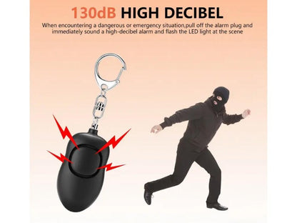 Rechargeable Personal Alarm 130dB USB-C Keychain with LED Light