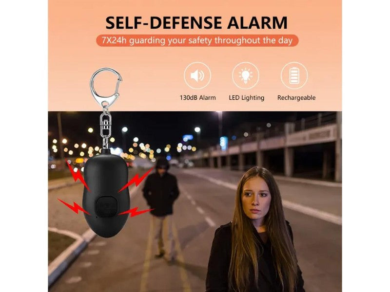 Rechargeable Personal Alarm 130dB USB-C Keychain with LED Light