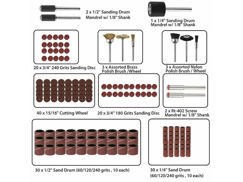 150-Piece Rotary Tool Accessory Kit for Grinding, Cutting, Sanding & Polishing