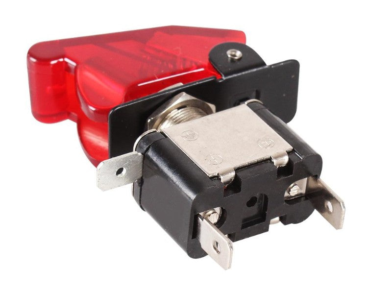 12V 20A Red LED Toggle Switch with Missile Cover - Automotive SPST On/Off
