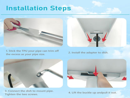 Starlink Gen 3 Pipe Adapter Pole Mount – 38–50 mm (V3 Standard Dish)