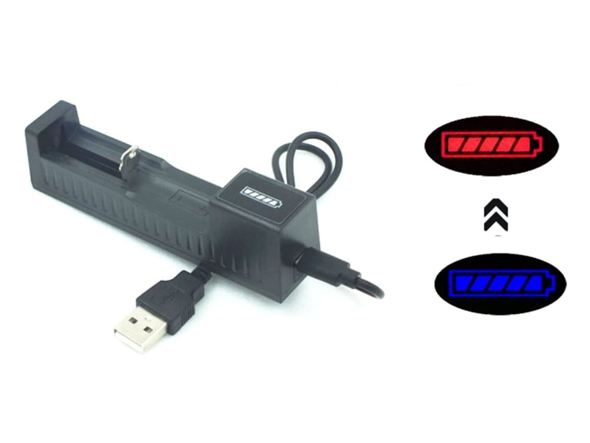 18650 USB Battery Charger Single Slot with LED Indicator