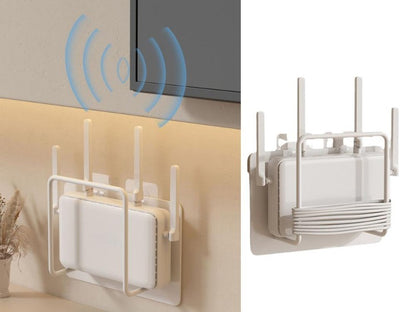Wall Mounted WiFi Router Storage Rack No-Drill Metal Modem Shelf with Cable Management 2 Pack