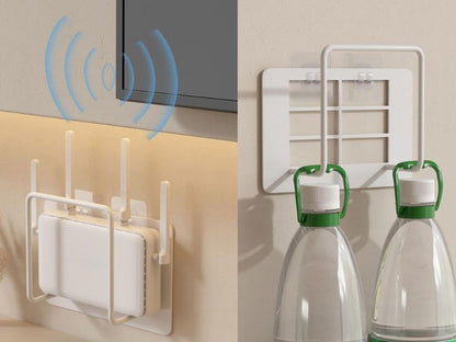 Wall Mounted WiFi Router Storage Rack No-Drill Metal Modem Shelf with Cable Management 2 Pack
