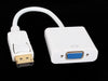 White DisplayPort to VGA adapter