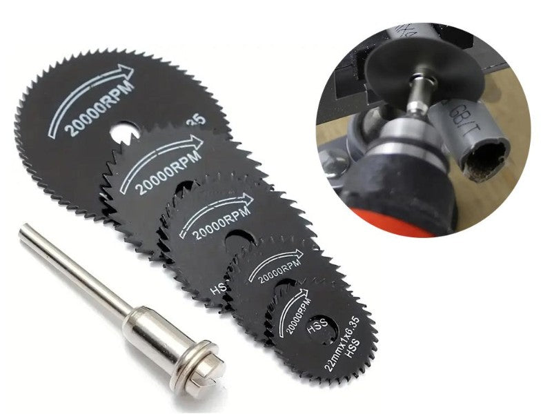 6-Piece HSS Mini Circular Saw Blade Set for Dremel-Compatible Rotary Tools