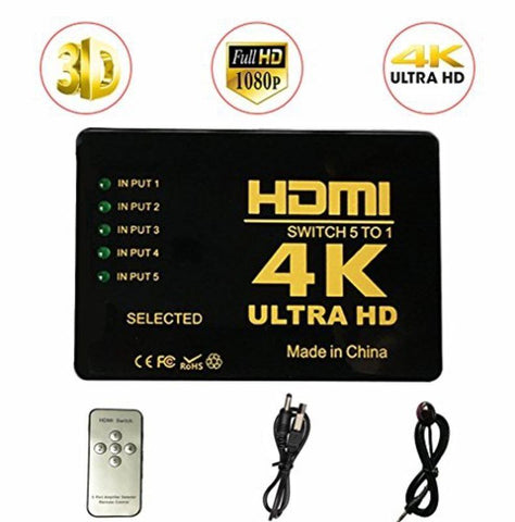 5 Port HDMI Switch with Wireless Remote Control - techexpress nz