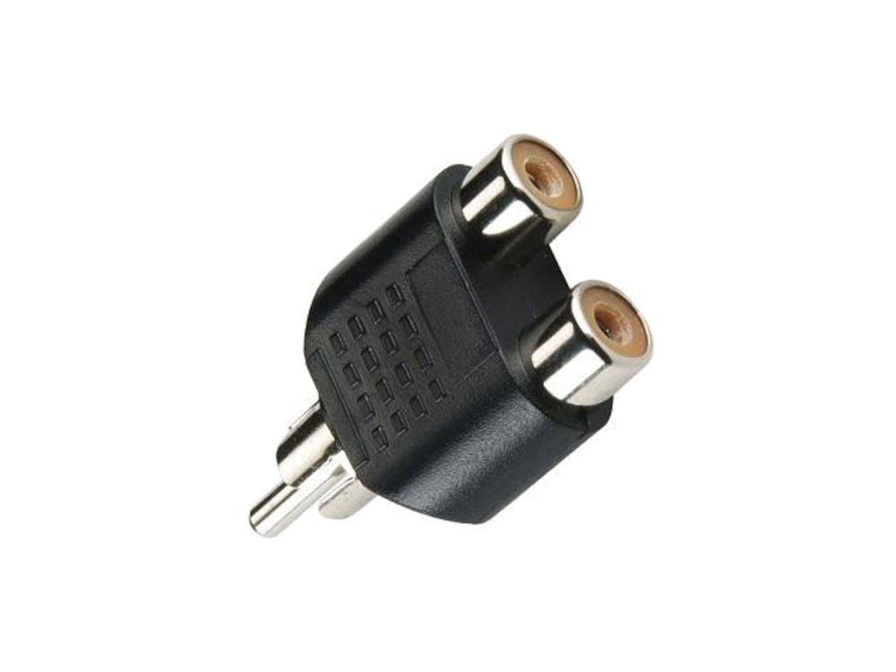 Male RCA plug to 2x Female RCA socket audio video splitter adapter converter