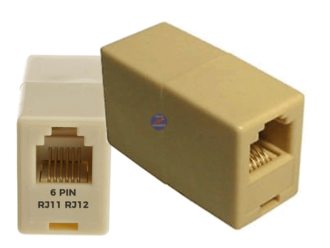 RJ11 RJ12 Female to Female 6 Conductor 6 Pin Cable cord Lead Joiner Coupler - techexpress nz