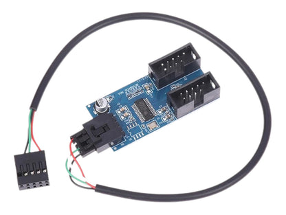 USB 2.0 Splitterkabel – 9-polig, 1-naar-2, Wit, Afgeschermd, Voor Moederbord En Pc!
