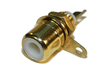 White Gold plated Panel Chassis Mount RCA Phono Female Socket solder connector - techexpress nz