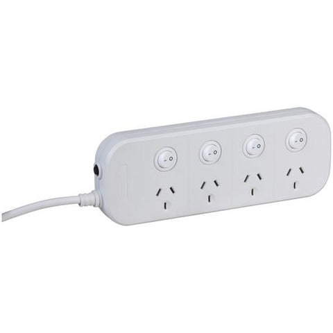 4 way Powerboard with 4 switches and Surge Overload Protection - techexpress nz