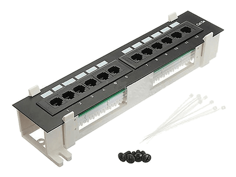 12 Port RJ45 Cat 5e Cat5 Wall Mount Data Network LAN Patch Panel - techexpress nz