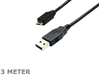 3 Meter USB 2.0 Micro B Male to Standard USB Male Data Cable Cord 3M Charge Lead - techexpress nz