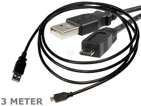 3 Meter USB 2.0 Micro B Male to Standard USB Male Data Cable Cord 3M Charge Lead - techexpress nz