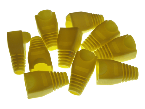 Yellow RJ45 network plug connector strain relief boot in bag of 10 pieces - techexpress nz