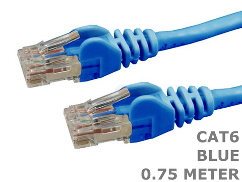 0.75 Meter Blue Cat6 Computer Ethernet LAN Network patch cord lead .75m cable - techexpress nz